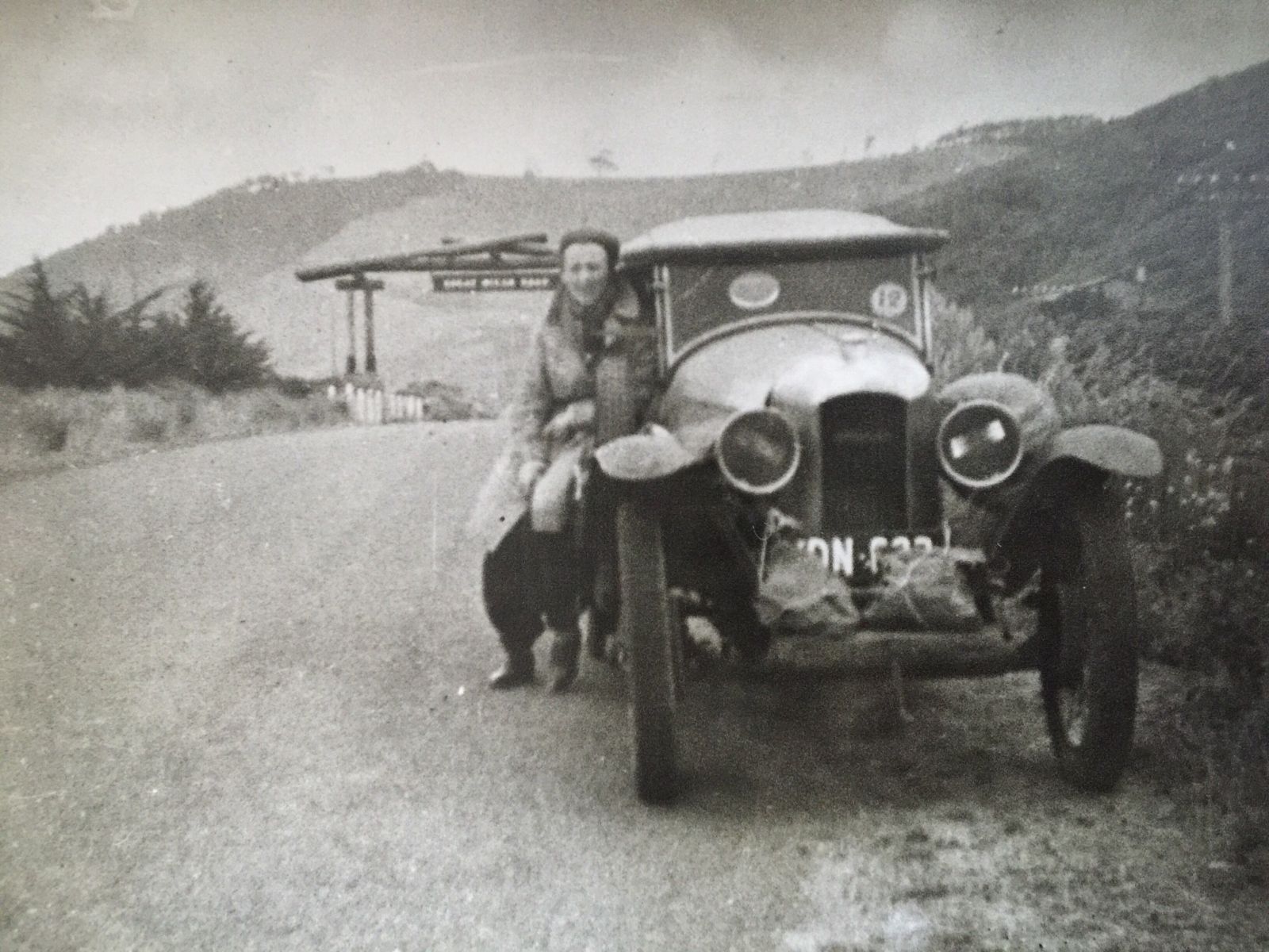 Miss Horne with her Amilcar in the 1920s